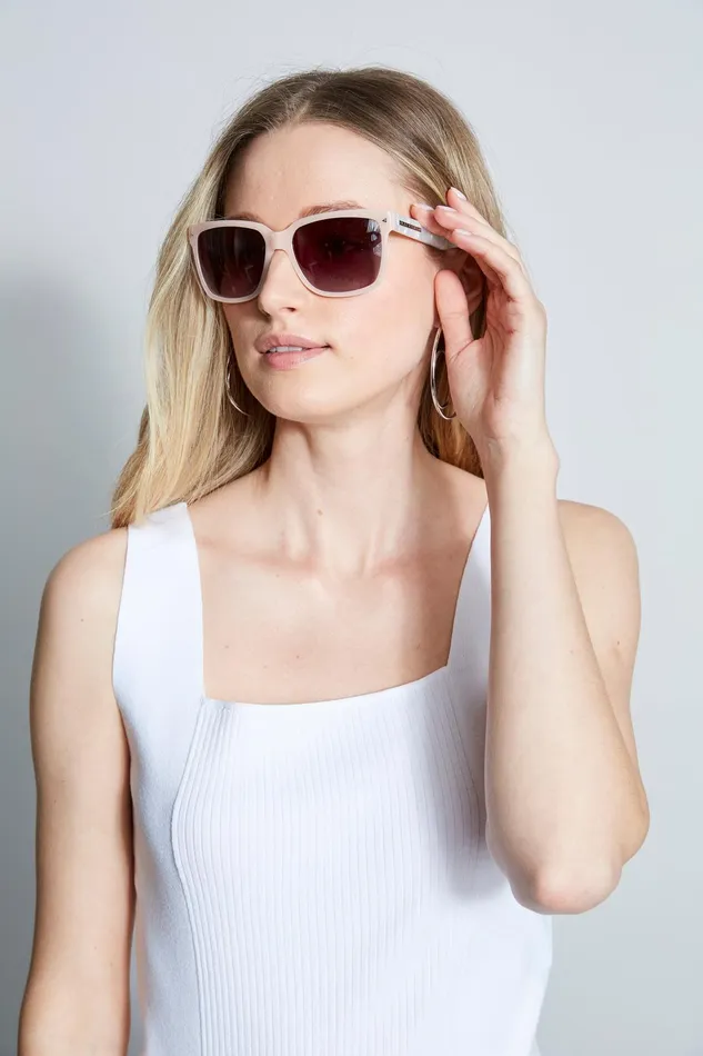 Outlet 8211 Women Sunglasses Elie Tahari Classic Rectangle Sunglasses Milky Pinkpearl