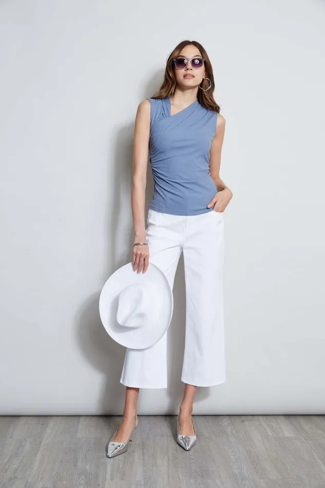 Outlet 8211 Women Tops Elie Tahari Asymmetric Rib Knit Blue Nile