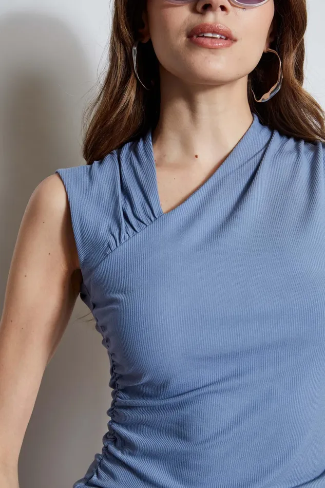 Outlet 8211 Women Tops Elie Tahari Asymmetric Rib Knit Blue Nile