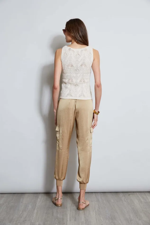 Outlet 8211 Women Tops Elie Tahari Cotton Crochet VNeck Sweater Cream