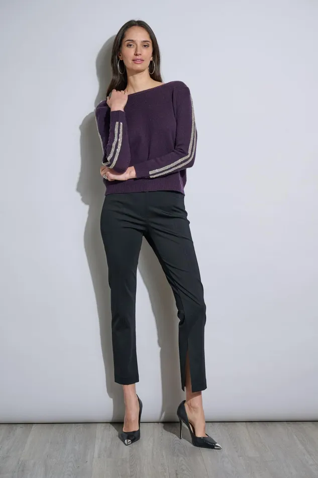 Outlet 8211 Women Tops Elie Tahari Embellished Merino Cashmere Sweater Ultra Purple