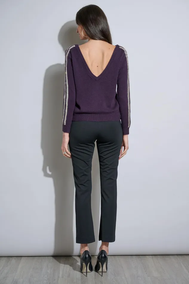 Outlet 8211 Women Tops Elie Tahari Embellished Merino Cashmere Sweater Ultra Purple