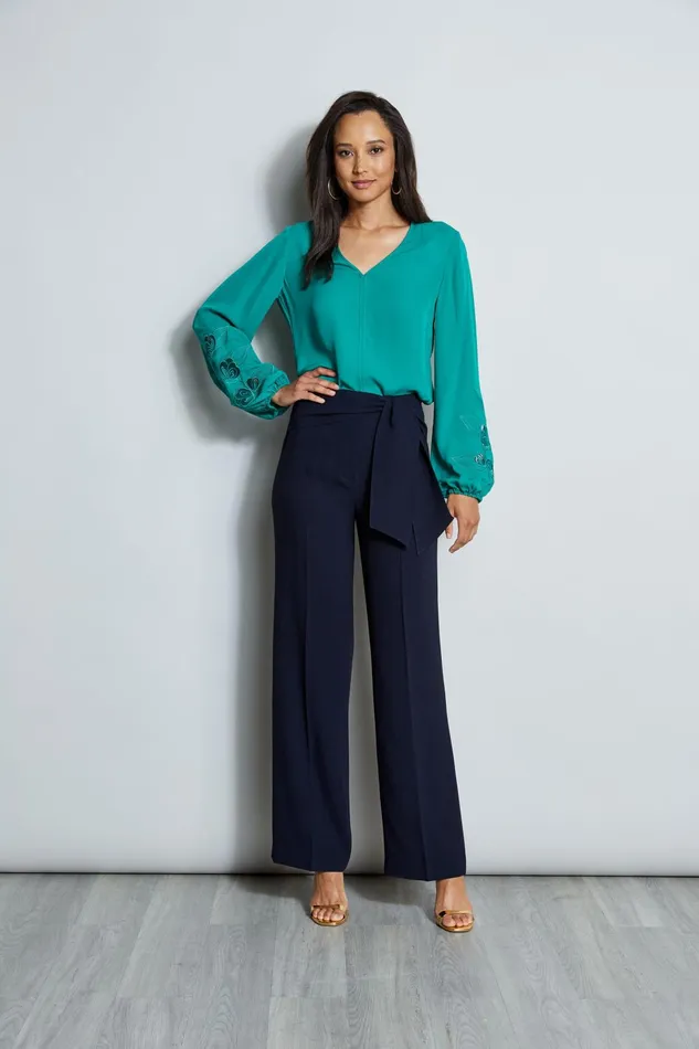 Outlet 8211 Women Tops Elie Tahari Embroidered Long Sleeve Shirt Tahiti Green