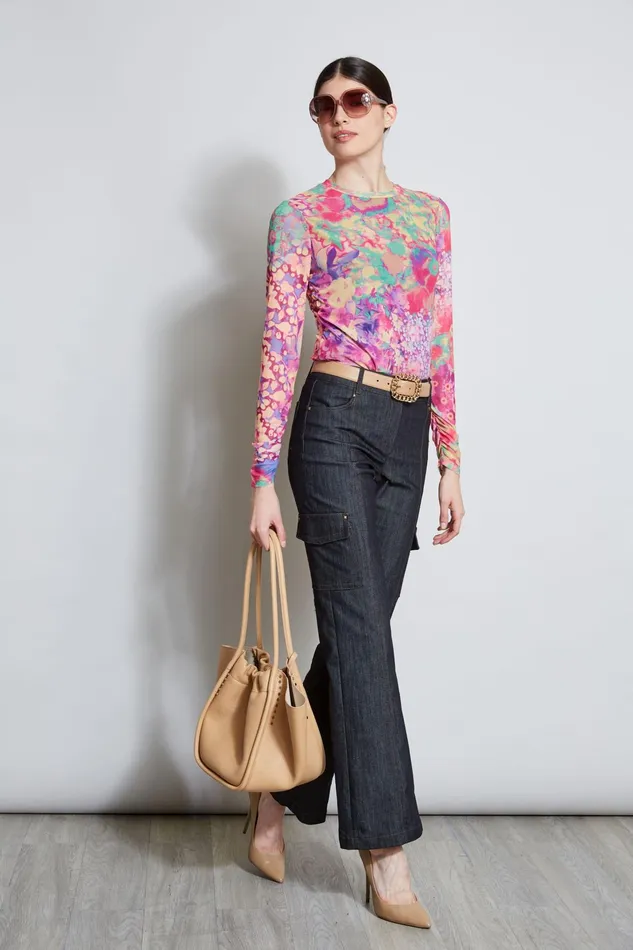Outlet 8211 Women Tops Elie Tahari Field Floral Mesh Knit Multi