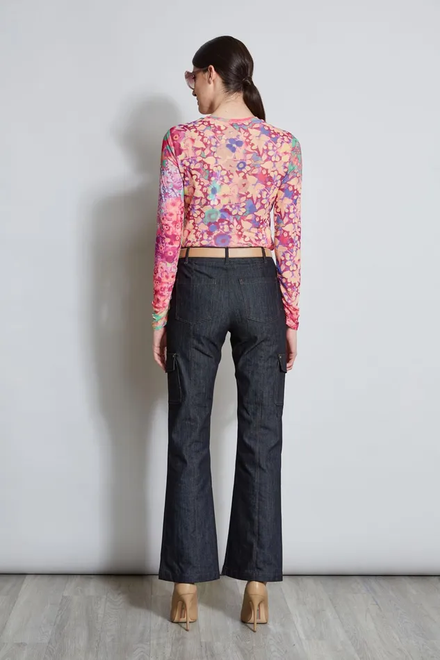 Outlet 8211 Women Tops Elie Tahari Field Floral Mesh Knit Multi