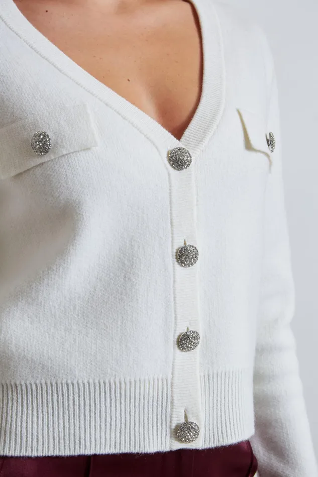Outlet 8211 Women Tops Elie Tahari Jewel Button Cardigan Snow