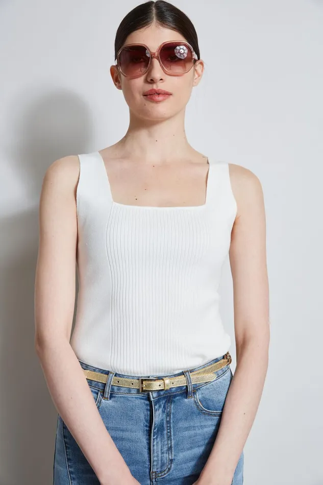 Outlet 8211 Women Tops Elie Tahari Rib Detail Sweater Tank Foam