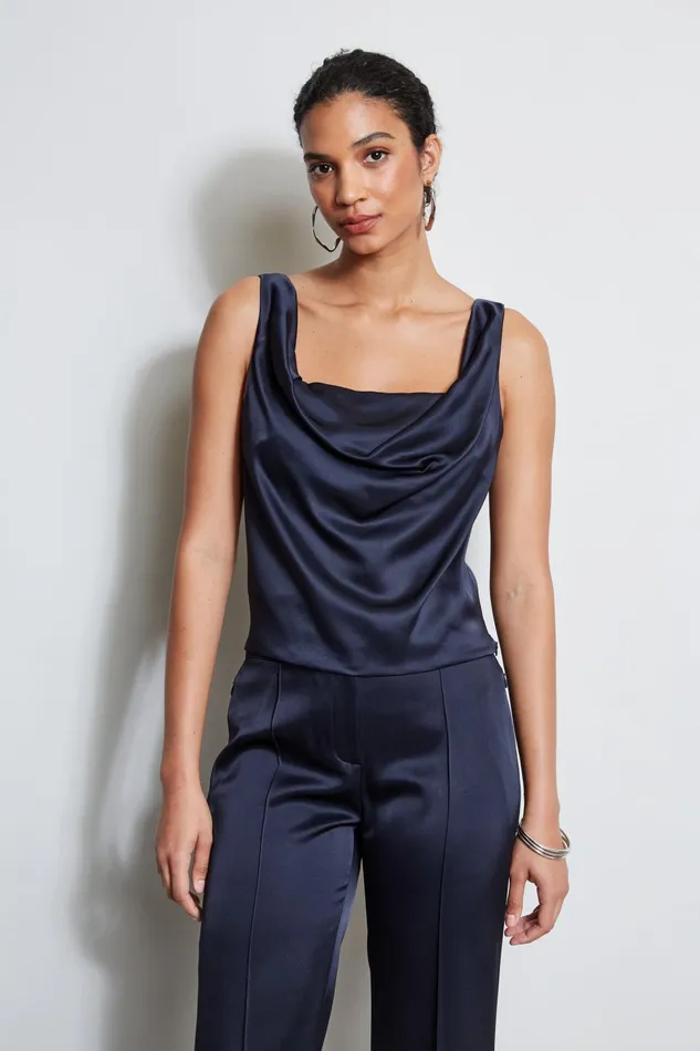 Outlet 8211 Women Tops Elie Tahari Satin Cowl Cami Stargazer