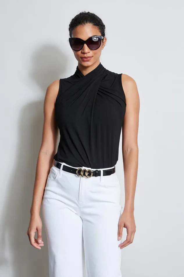 Outlet 8211 Women Tops Elie Tahari Sleeveless Twist Knit Black