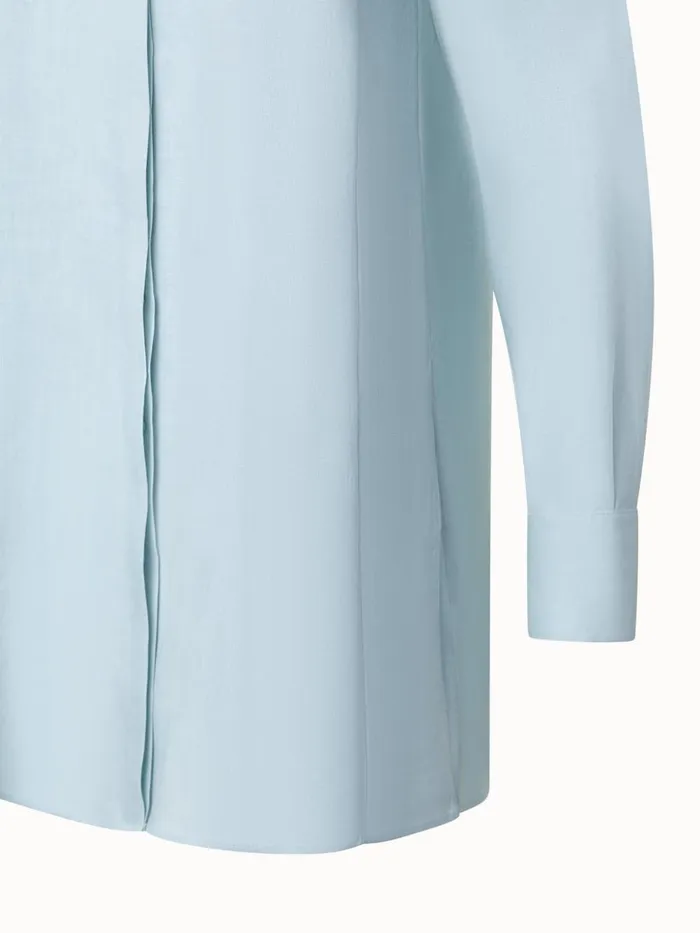 Oversized Linen Tunic Blouse Bleached Denim Women Akris Blouses