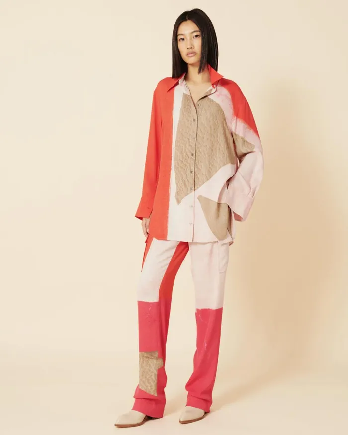Oversized Silk Tunic Blouse With Spectra Print Poppymulticolor Women Akris Blouses