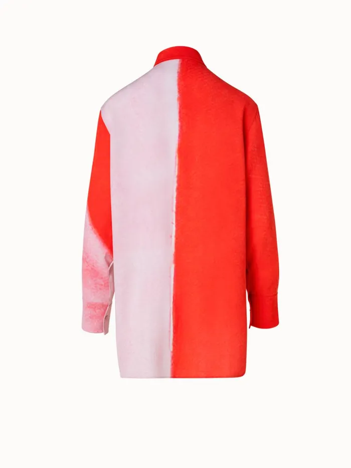 Oversized Silk Tunic Blouse With Spectra Print Poppymulticolor Women Akris Blouses