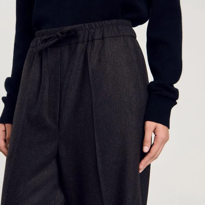 Pants and Shorts Women SANDRO Striped Trousers Dark Brown