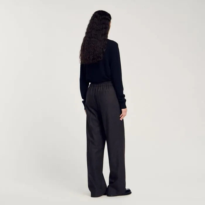 Pants and Shorts Women SANDRO Striped Trousers Dark Brown