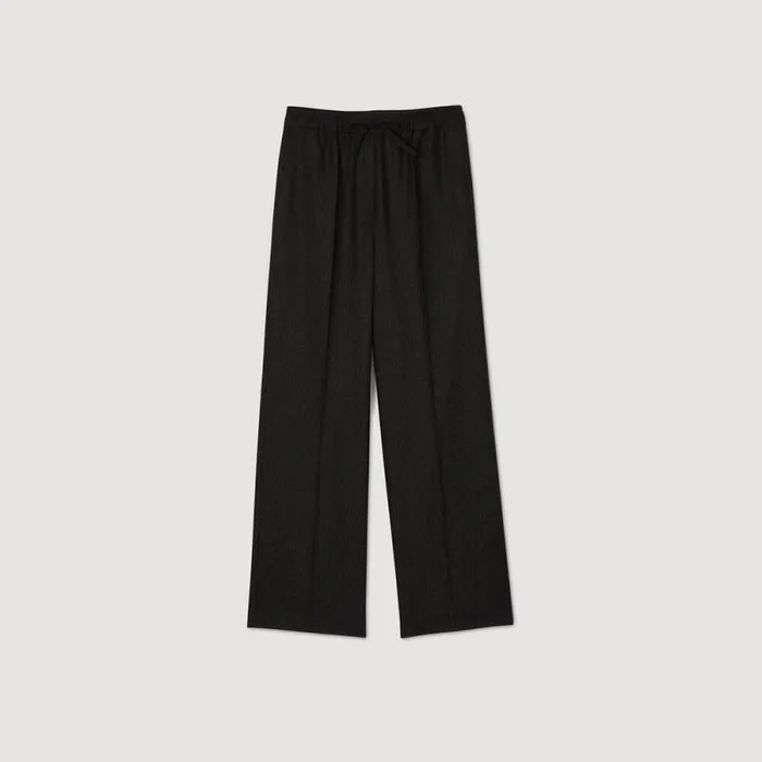 Pants and Shorts Women SANDRO Striped Trousers Dark Brown