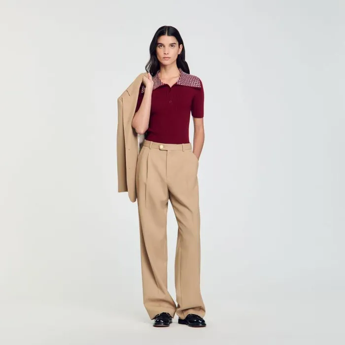 Pants and Shorts Women SANDRO Suit Trousers Sand
