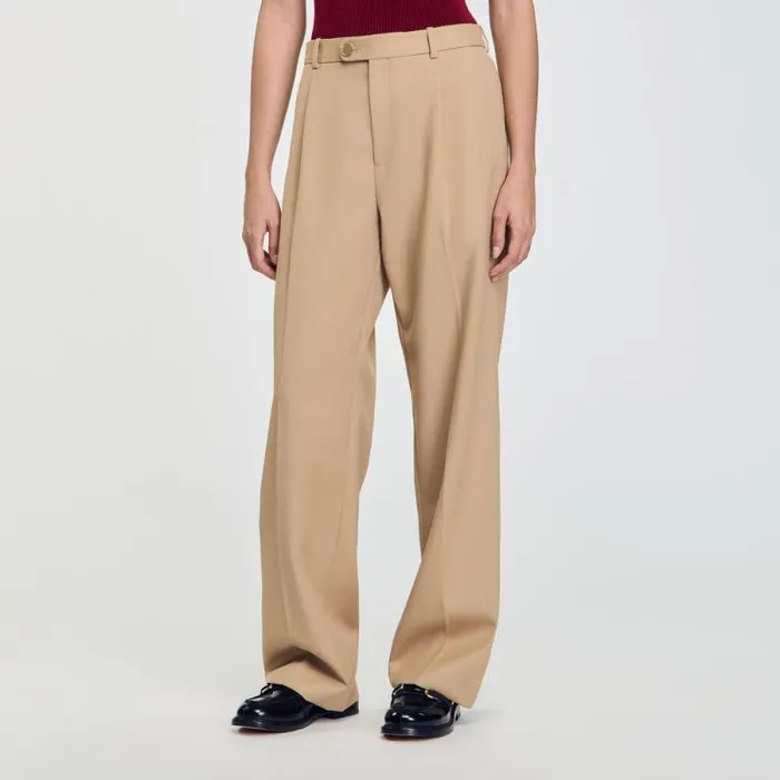 Pants and Shorts Women SANDRO Suit Trousers Sand