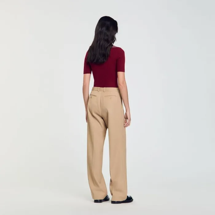 Pants and Shorts Women SANDRO Suit Trousers Sand