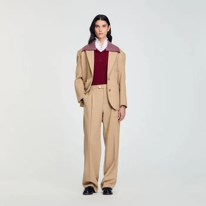 Pants and Shorts Women SANDRO Suit Trousers Sand