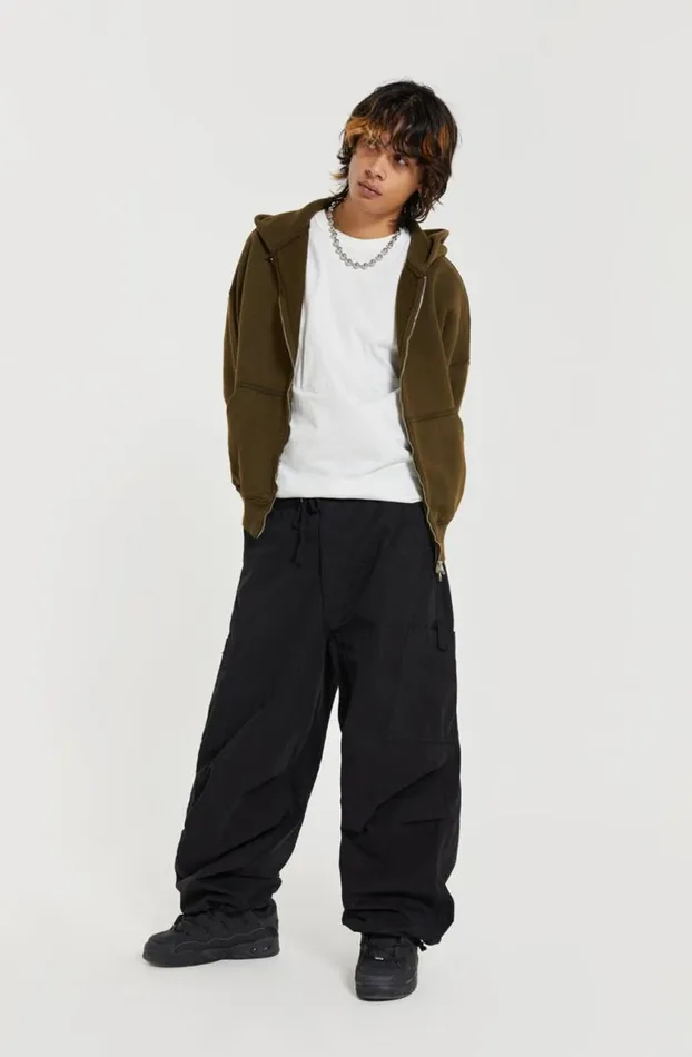Parachute Pants Men Jaded London Black Parachute Cargo Pants