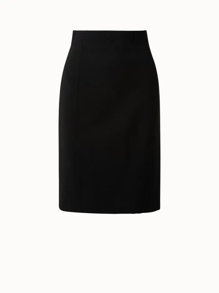 Pencil Skirt From Wool DoubleFace With Back Slits Black Women Akris Skirts