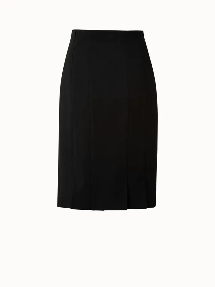 Pencil Skirt From Wool DoubleFace With Back Slits Black Women Akris Skirts