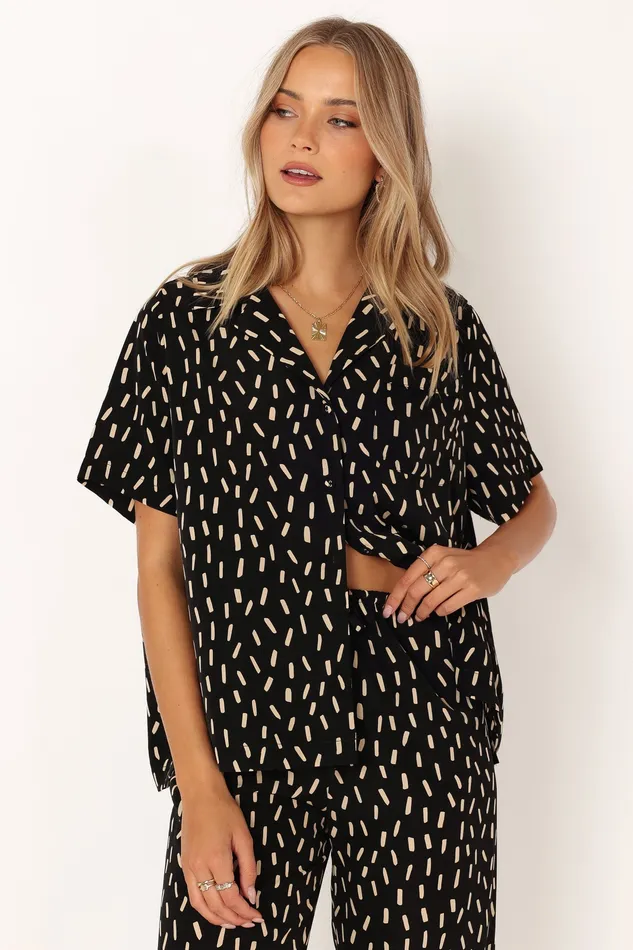 petalandpup Matching Sets Women Bastian Short Sleeve Shirt 8211 Black Beige Black Beige petalandpup Matching Sets Women Bastian Short Sleeve Shirt 8211 Black Beige Black Beige