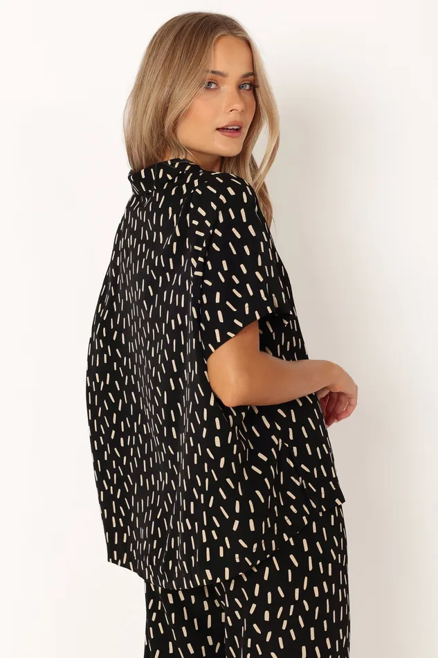 petalandpup Matching Sets Women Bastian Short Sleeve Shirt 8211 Black Beige Black Beige