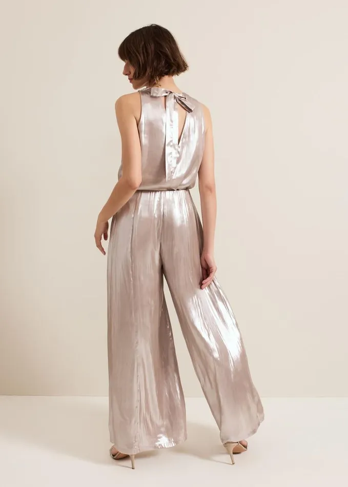 Phase Eight Adrina Metallic Wide Leg Trouser Silver Women Trousers