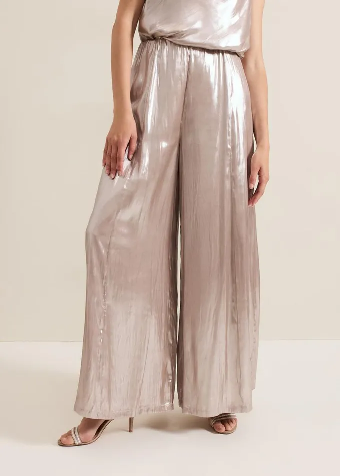 Phase Eight Adrina Metallic Wide Leg Trouser Silver Women Trousers