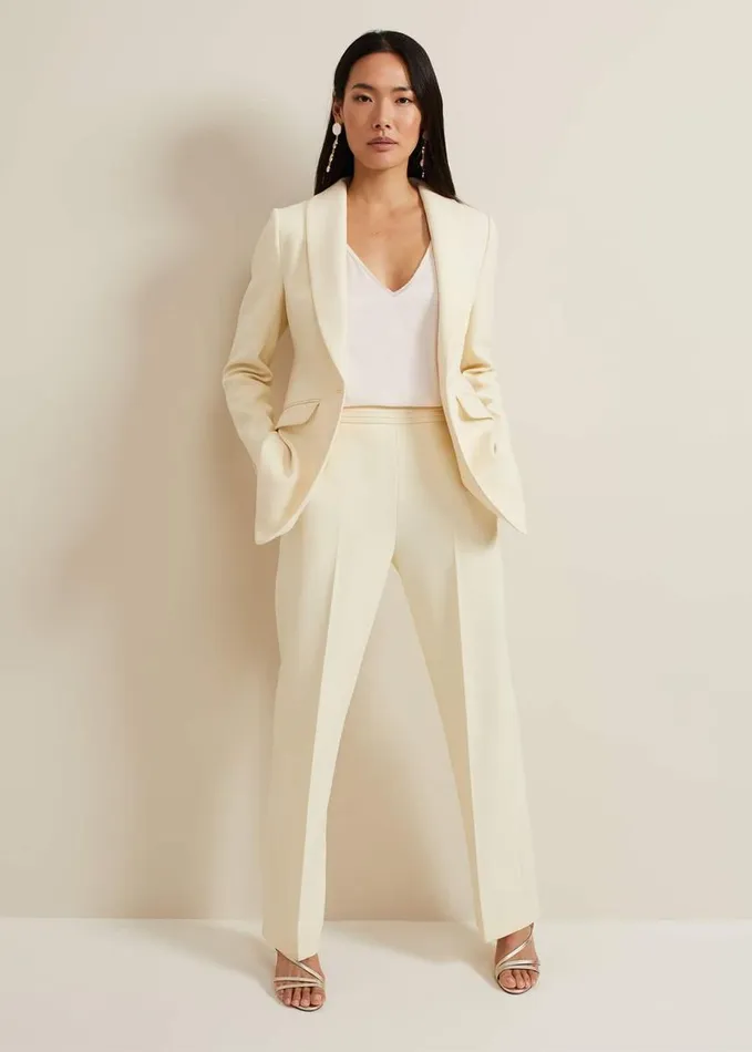Phase Eight Alexis Pleat Waistband Suit Trouser Yellow Women Trousers