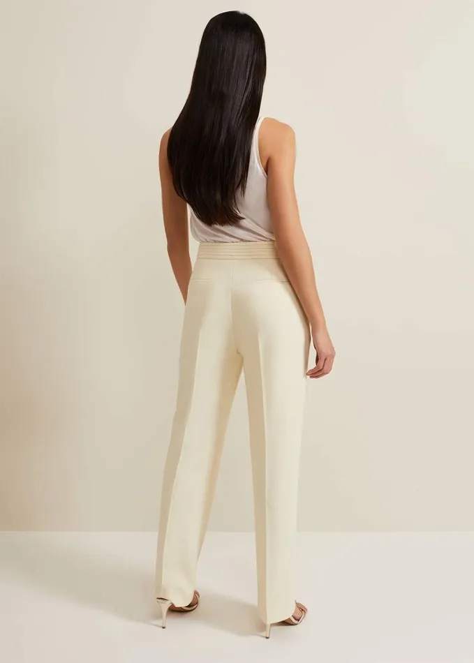 Phase Eight Alexis Pleat Waistband Suit Trouser Yellow Women Trousers