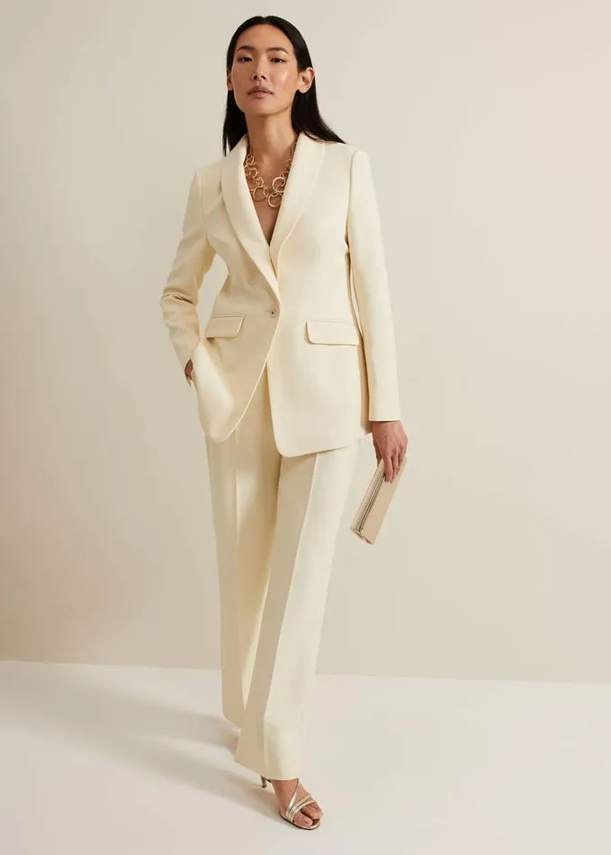 Phase Eight Alexis Pleat Waistband Suit Trouser Yellow Women Trousers
