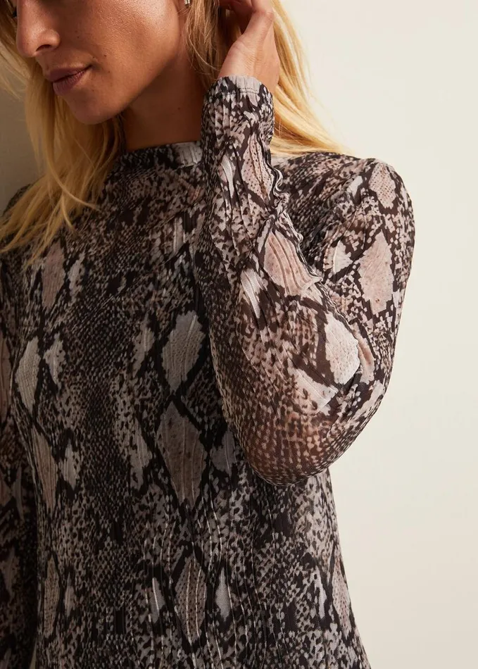 Phase Eight Alix Ombre Snake Midi Mesh Dress Brown Women Dresses