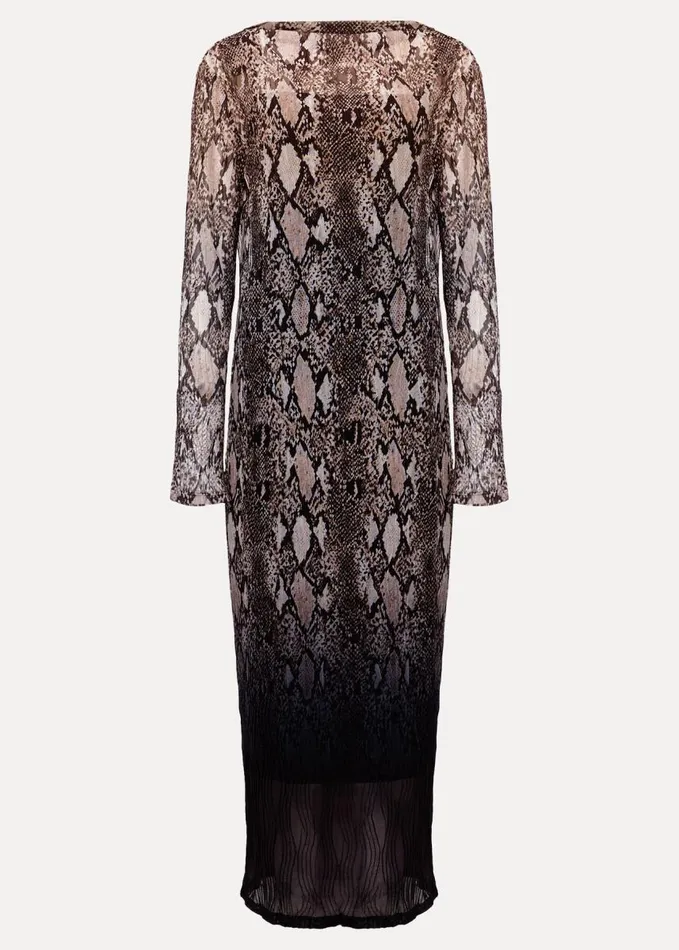 Phase Eight Alix Ombre Snake Midi Mesh Dress Brown Women Dresses