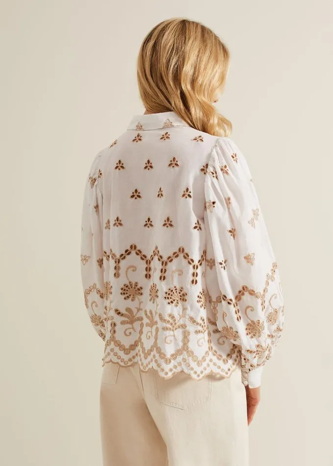Phase Eight Amaya Broderie Shirt White Women Shirts and Blouses