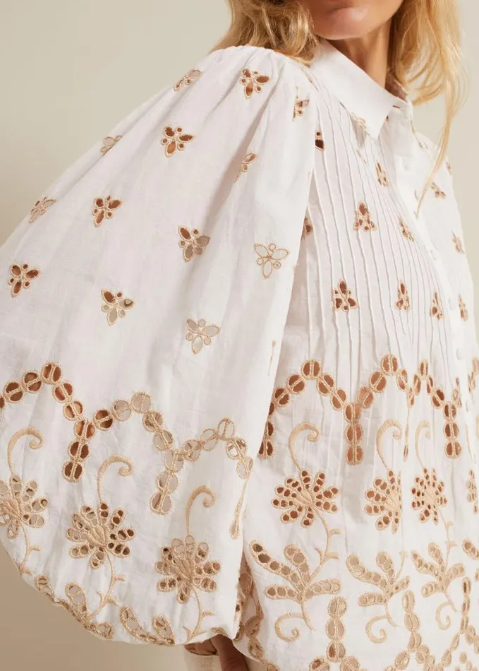 Phase Eight Amaya Broderie Shirt White Women Shirts and Blouses