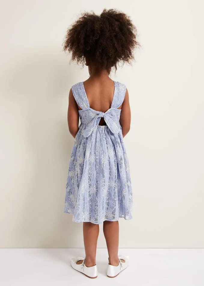 Phase Eight Amelia Embroidered Dress Blue Women Dresses