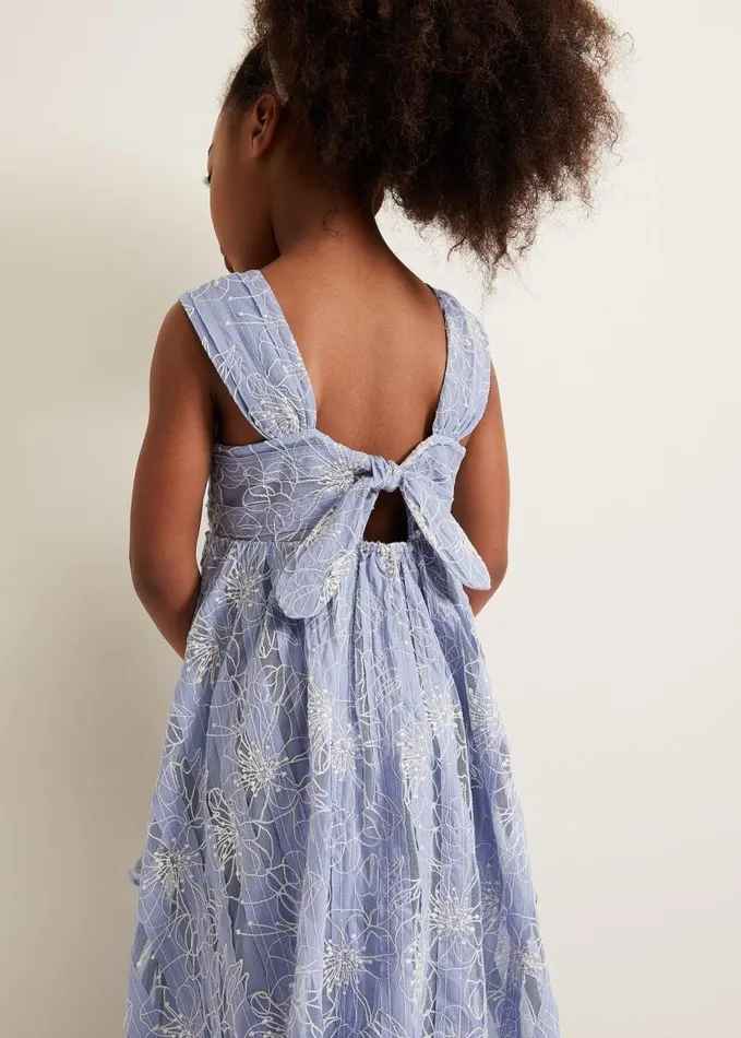 Phase Eight Amelia Embroidered Dress Blue Women Dresses