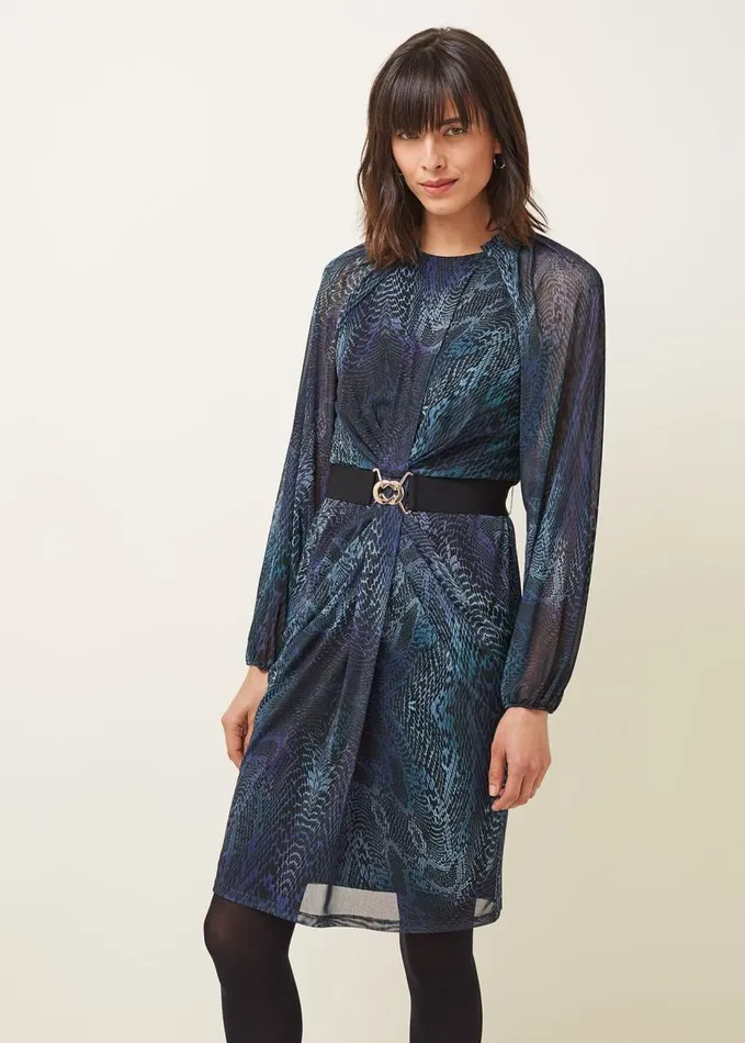 Phase Eight Amelie Snake Print Dress Tealblack Women Dresses