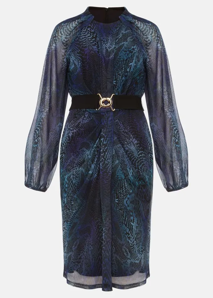 Phase Eight Amelie Snake Print Dress Tealblack Women Dresses