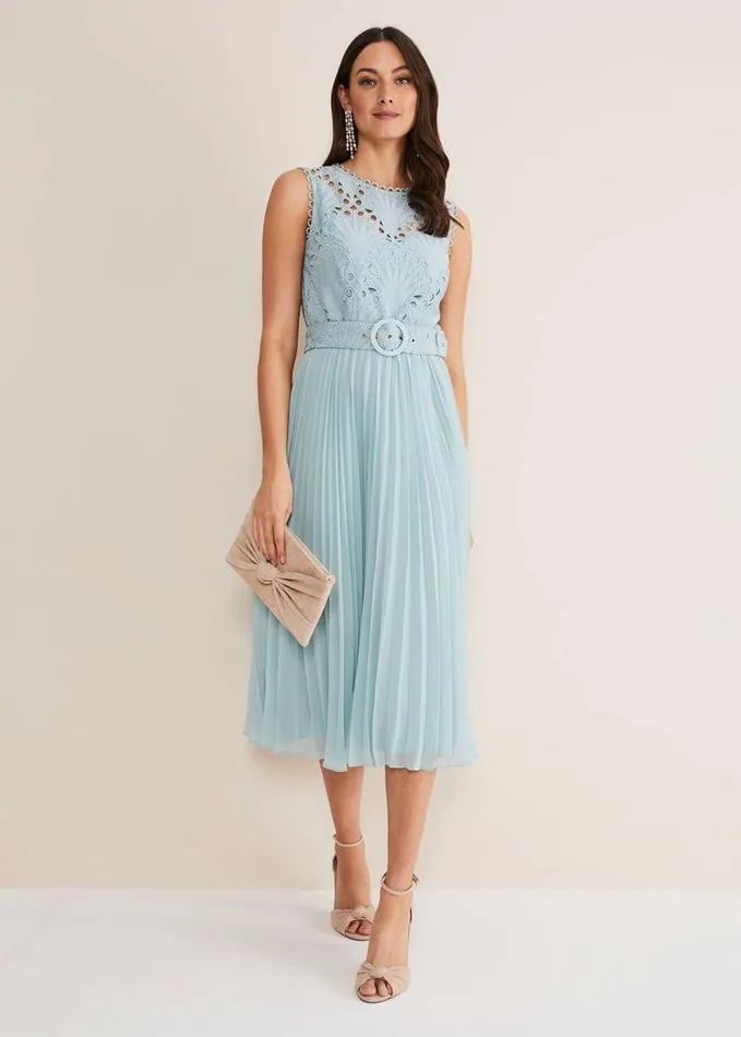 Phase Eight Amora Lace Bodice Midi Dress Peppermint Women Dresses