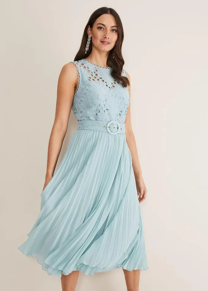 Phase Eight Amora Lace Bodice Midi Dress Peppermint Women Dresses