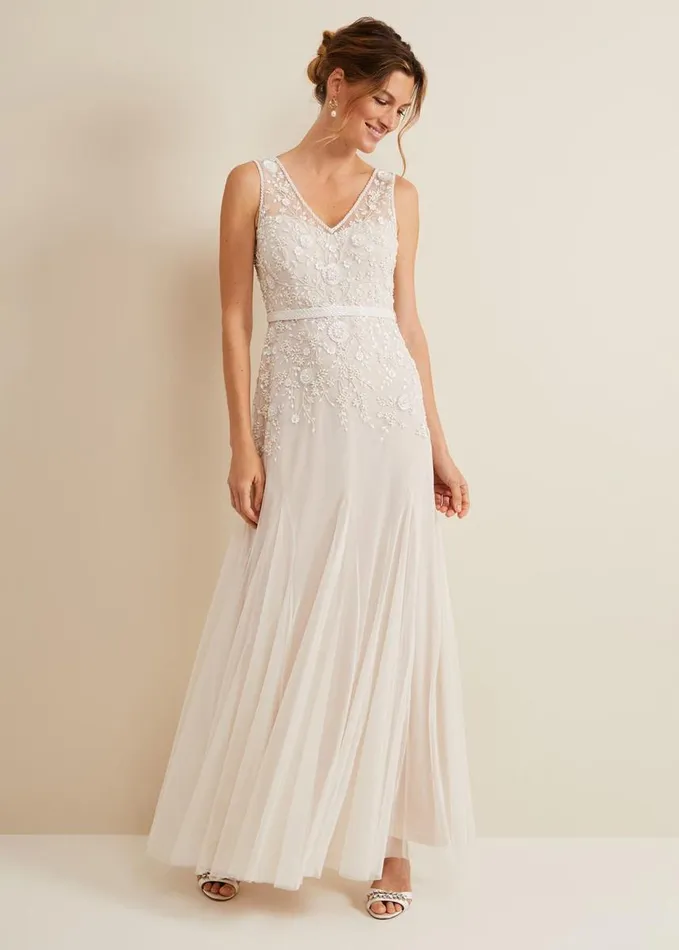 Phase Eight Annalise Beaded Wedding Dress Porcelian Women Dresses