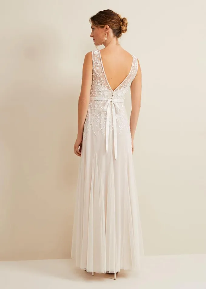 Phase Eight Annalise Beaded Wedding Dress Porcelian Women Dresses
