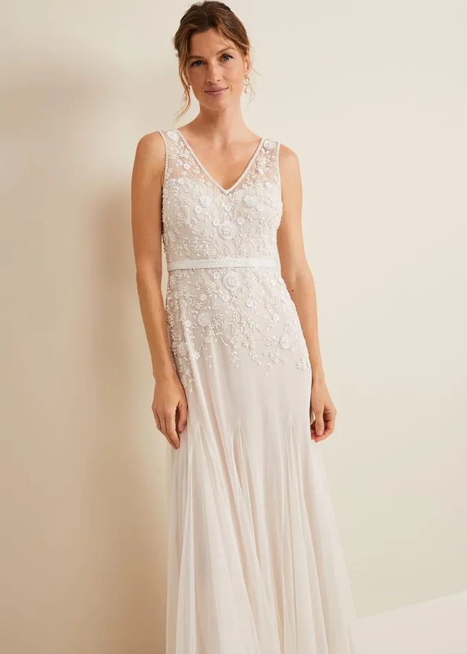Phase Eight Annalise Beaded Wedding Dress Porcelian Women Dresses