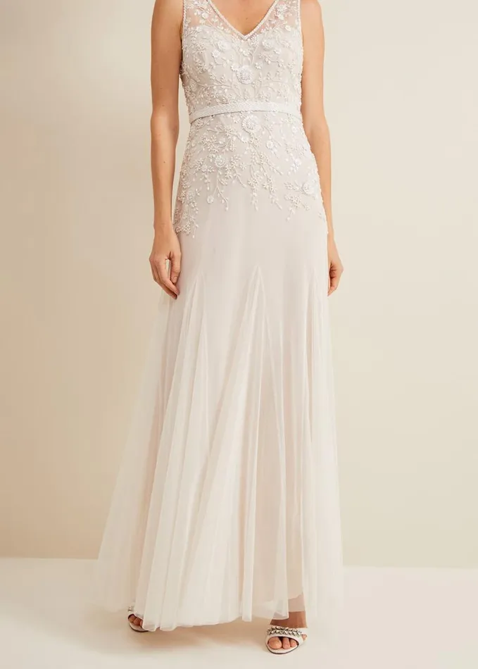 Phase Eight Annalise Beaded Wedding Dress Porcelian Women Dresses