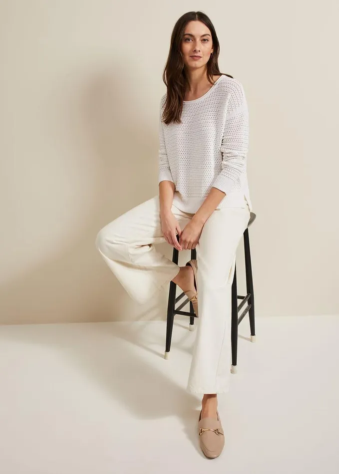 Phase Eight Annie Textured Jumper Ivory Women Knitwear