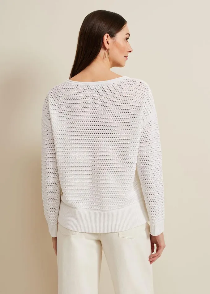 Phase Eight Annie Textured Jumper Ivory Women Knitwear