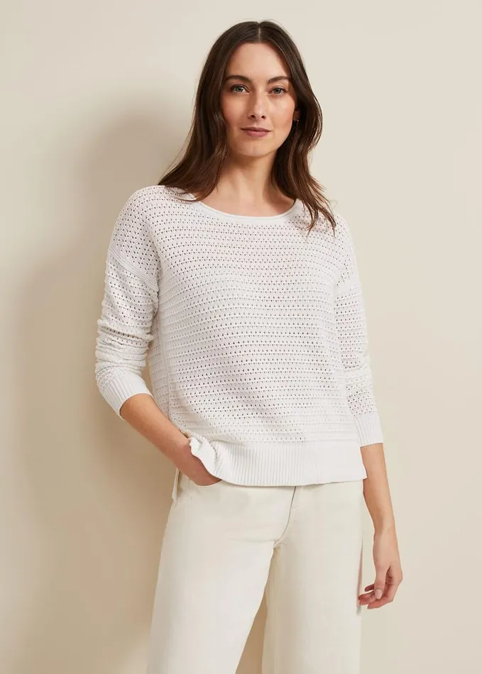 Phase Eight Annie Textured Jumper Ivory Women Knitwear